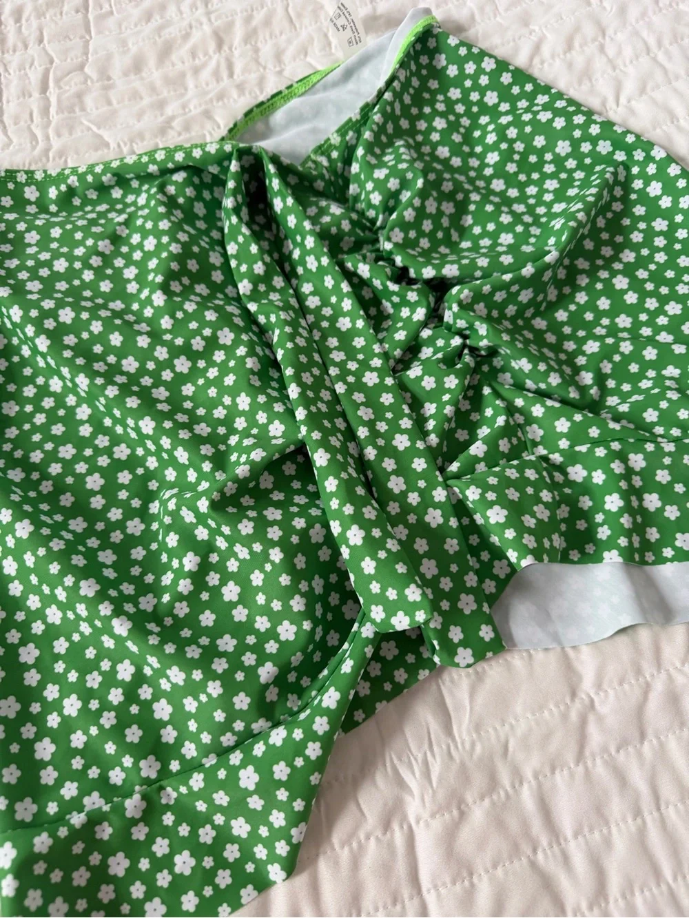 Green Floral Bikini Set with Matching Sarong